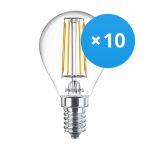 Voordeelpak 10x Philips Corepro LED Lustre E14 Kogel Filament Helder 4.3W 470lm - 827 Zeer Warm Wit | Vervangt 40W