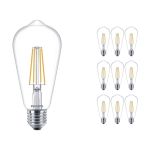Voordeelpak 10x Philips Corepro LED Lamp E27 Edison Filament Helder 7W 806lm - 827 Zeer Warm Wit | Vervangt 60W